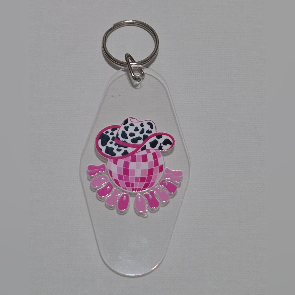 Pink and Black Clear Rodeo Queen Keychain